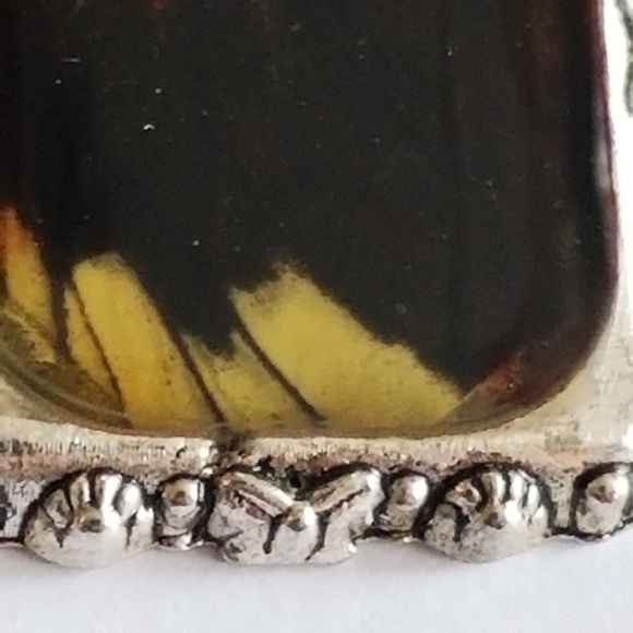 Butterfly wing charm pendant silver tone real insect bug resin handmade - Picture 10 of 10